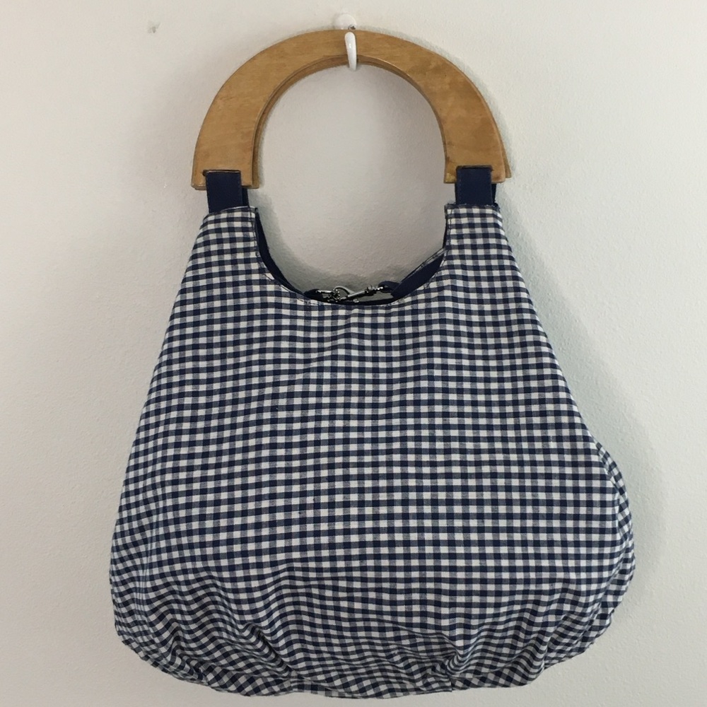 Reversible Slouchy Bag with Wood Handles - Picture 7 of 16